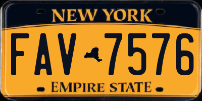 NY license plate FAV7576