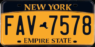 NY license plate FAV7578