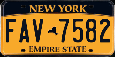 NY license plate FAV7582