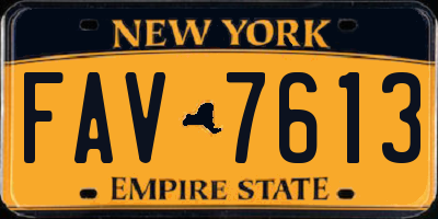 NY license plate FAV7613