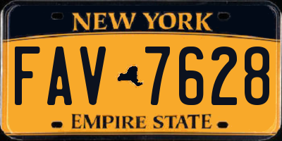 NY license plate FAV7628