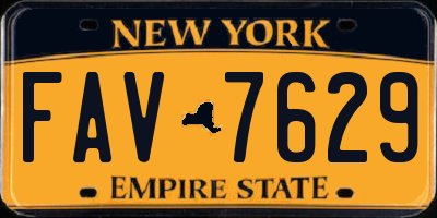 NY license plate FAV7629