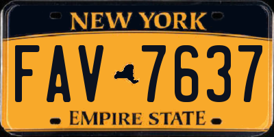 NY license plate FAV7637