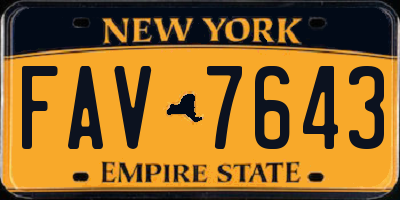 NY license plate FAV7643