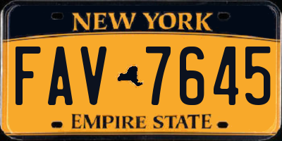 NY license plate FAV7645