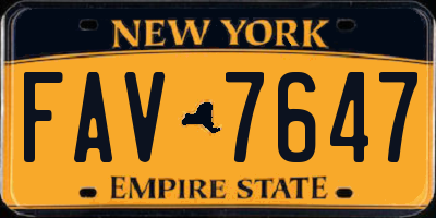 NY license plate FAV7647