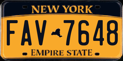 NY license plate FAV7648