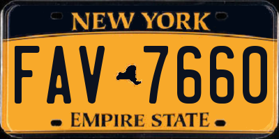 NY license plate FAV7660