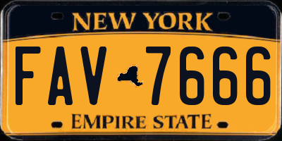 NY license plate FAV7666