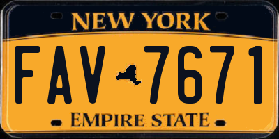 NY license plate FAV7671