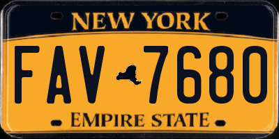 NY license plate FAV7680