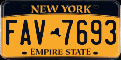 NY license plate FAV7693