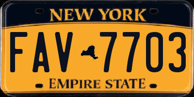 NY license plate FAV7703