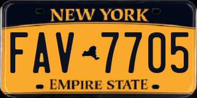 NY license plate FAV7705