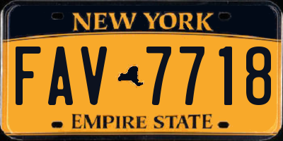 NY license plate FAV7718