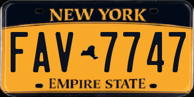 NY license plate FAV7747