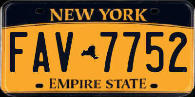 NY license plate FAV7752