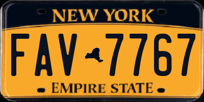 NY license plate FAV7767