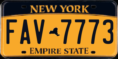 NY license plate FAV7773