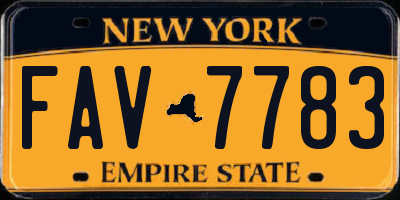 NY license plate FAV7783