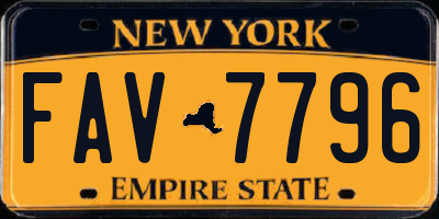 NY license plate FAV7796