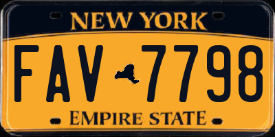 NY license plate FAV7798