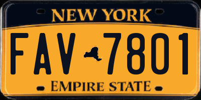 NY license plate FAV7801
