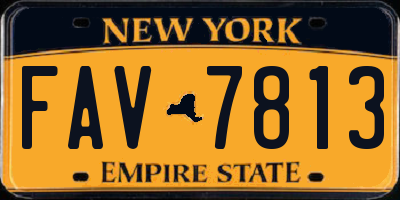 NY license plate FAV7813