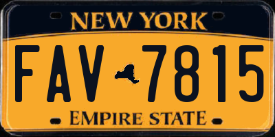 NY license plate FAV7815