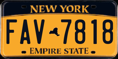 NY license plate FAV7818