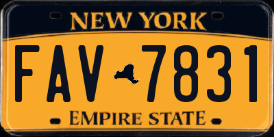 NY license plate FAV7831