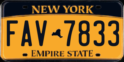 NY license plate FAV7833