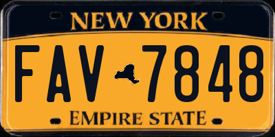 NY license plate FAV7848