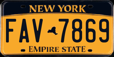NY license plate FAV7869