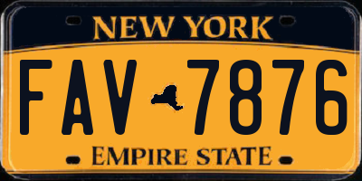 NY license plate FAV7876
