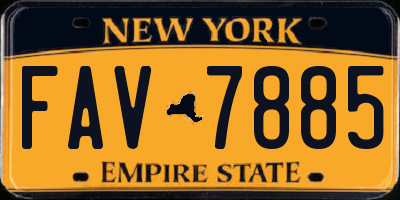NY license plate FAV7885