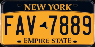 NY license plate FAV7889