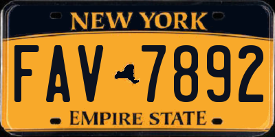 NY license plate FAV7892