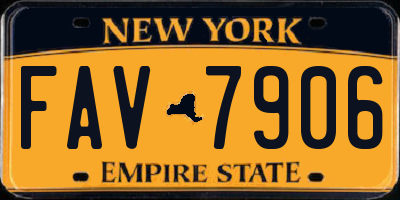 NY license plate FAV7906