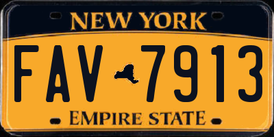 NY license plate FAV7913
