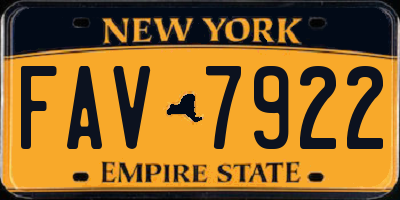 NY license plate FAV7922
