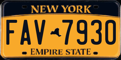 NY license plate FAV7930