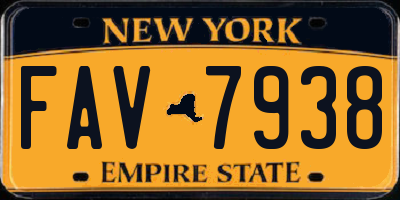 NY license plate FAV7938