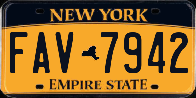 NY license plate FAV7942