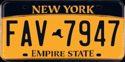 NY license plate FAV7947