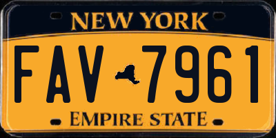 NY license plate FAV7961