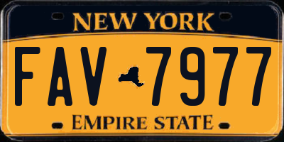 NY license plate FAV7977