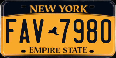 NY license plate FAV7980
