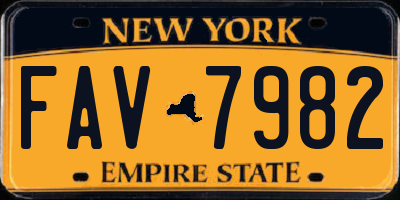 NY license plate FAV7982