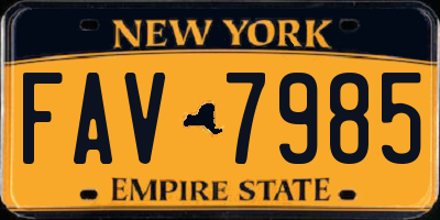 NY license plate FAV7985